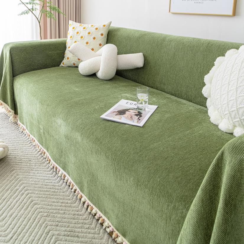 Jacquard sofa throw Pom-pom Herringbone Sofa Throw