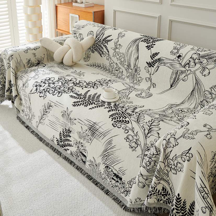 Jacquard sofa throw Lily of the Valley Sofa Throw