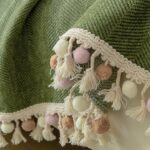Jacquard sofa throw Pom-pom Herringbone Sofa Throw